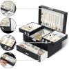imageDajasan Jewelry Box for Girls Women PU Leather Jewelry Organizer Box 3 Layers Jewelry Gift Box for Christmas Valentines Day Birthday Mothers Day PinkBlack  Leather