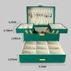 imageDajasan Jewelry Box for Girls Women PU Leather Jewelry Organizer Box 3 Layers Jewelry Gift Box for Christmas Valentines Day Birthday Mothers Day PinkBlackish Green  Velvet