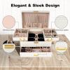 imageDajasan Jewelry Box for Girls Women PU Leather Jewelry Organizer Box 3 Layers Jewelry Gift Box for Christmas Valentines Day Birthday Mothers Day PinkCloud White  Gold