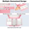 imageDajasan Jewelry Box for Girls Women PU Leather Jewelry Organizer Box 3 Layers Jewelry Gift Box for Christmas Valentines Day Birthday Mothers Day PinkPink  Leather