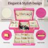 imageDajasan Jewelry Box for Girls Women PU Leather Jewelry Organizer Box 3 Layers Jewelry Gift Box for Christmas Valentines Day Birthday Mothers Day PinkRose Red  Velvet