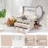 imageDajasan Jewelry Boxes for Women Girls Jewelry Storage Organizer 4 Layers Large Jewelry Organizer Box with 2 Drawers for Friends Wife or Mother Gift PinkChampagne  Silver