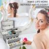imageDajasan Jewelry Boxes for Women Girls Jewelry Storage Organizer 4 Layers Large Jewelry Organizer Box with 2 Drawers for Friends Wife or Mother Gift PinkGrey  Silver