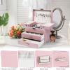 imageDajasan Jewelry Boxes for Women Girls Jewelry Storage Organizer 4 Layers Large Jewelry Organizer Box with 2 Drawers for Friends Wife or Mother Gift PinkLight Pink  Silver