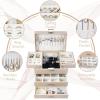 imageDajasan Jewelry Boxes for Women Girls Jewelry Storage Organizer 4 Layers Large Jewelry Organizer Box with 2 Drawers for Friends Wife or Mother Gift PinkChampagne  Silver