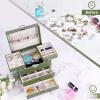 imageDajasan Jewelry Boxes for Women Girls Jewelry Storage Organizer 4 Layers Large Jewelry Organizer Box with 2 Drawers for Friends Wife or Mother Gift PinkAvocado Green  Silver