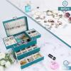 imageDajasan Jewelry Boxes for Women Girls Jewelry Storage Organizer 4 Layers Large Jewelry Organizer Box with 2 Drawers for Friends Wife or Mother Gift PinkBlue  Silver