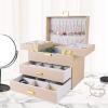 imageDajasan Jewelry Boxes for Women Girls Jewelry Storage Organizer 4 Layers Large Jewelry Organizer Box with 2 Drawers for Friends Wife or Mother Gift PinkChampagne  Gold