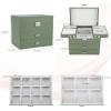 imageDajasan Jewelry Boxes for Women Girls Jewelry Storage Organizer 4 Layers Large Jewelry Organizer Box with 2 Drawers for Friends Wife or Mother Gift PinkAvocado Green  Silver