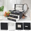 imageDajasan Jewelry Boxes for Women Girls Jewelry Storage Organizer 4 Layers Large Jewelry Organizer Box with 2 Drawers for Friends Wife or Mother Gift PinkBlack  Silver
