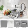 imageDajasan Jewelry Boxes for Women Girls Jewelry Storage Organizer 4 Layers Large Jewelry Organizer Box with 2 Drawers for Friends Wife or Mother Gift PinkGrey  Silver