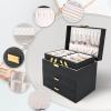 imageDajasan Jewelry Boxes for Women Girls Jewelry Storage Organizer 4 Layers Large Jewelry Organizer Box with 2 Drawers for Friends Wife or Mother Gift PinkBlack  Gold