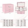 imageDajasan Jewelry Boxes for Women Girls Jewelry Storage Organizer 4 Layers Large Jewelry Organizer Box with 2 Drawers for Friends Wife or Mother Gift PinkLight Pink  Silver