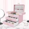 imageDajasan Jewelry Boxes for Women Girls Jewelry Storage Organizer 4 Layers Large Jewelry Organizer Box with 2 Drawers for Friends Wife or Mother Gift PinkLight Pink  Gold