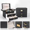 imageDajasan Jewelry Boxes for Women Girls Jewelry Storage Organizer 4 Layers Large Jewelry Organizer Box with 2 Drawers for Friends Wife or Mother Gift PinkBlack  Gold