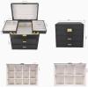 imageDajasan Jewelry Boxes for Women Girls Jewelry Storage Organizer 4 Layers Large Jewelry Organizer Box with 2 Drawers for Friends Wife or Mother Gift PinkBlack  Gold