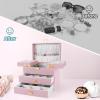 imageDajasan Jewelry Boxes for Women Girls Jewelry Storage Organizer 4 Layers Large Jewelry Organizer Box with 2 Drawers for Friends Wife or Mother Gift PinkLight Pink  Gold
