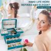 imageDajasan Jewelry Boxes for Women Girls Jewelry Storage Organizer 4 Layers Large Jewelry Organizer Box with 2 Drawers for Friends Wife or Mother Gift PinkBlue  Silver