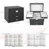 imageDajasan Jewelry Boxes for Women Girls Jewelry Storage Organizer 4 Layers Large Jewelry Organizer Box with 2 Drawers for Friends Wife or Mother Gift PinkBlack  Silver