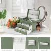 imageDajasan Jewelry Boxes for Women Girls Jewelry Storage Organizer 4 Layers Large Jewelry Organizer Box with 2 Drawers for Friends Wife or Mother Gift PinkAvocado Green  Silver