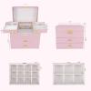 imageDajasan Jewelry Boxes for Women Girls Jewelry Storage Organizer 4 Layers Large Jewelry Organizer Box with 2 Drawers for Friends Wife or Mother Gift PinkLight Pink  Gold