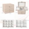 imageDajasan Jewelry Boxes for Women Girls Jewelry Storage Organizer 4 Layers Large Jewelry Organizer Box with 2 Drawers for Friends Wife or Mother Gift PinkChampagne  Silver