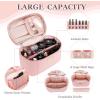 imageDajasan Makeup Bag Portable Travel Cosmetic Bag Large Makeup Organizer Bag PU Leather Makeup Organizer Case Travel Toiletry Bag for Women Girls 1181 x 67 x 709 InchPink