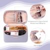 imageDajasan Makeup Bag Portable Travel Cosmetic Bag Large Makeup Organizer Bag PU Leather Makeup Organizer Case Travel Toiletry Bag for Women Girls 1181 x 67 x 709 InchLight Purple
