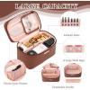 imageDajasan Makeup Bag Portable Travel Cosmetic Bag Large Makeup Organizer Bag PU Leather Makeup Organizer Case Travel Toiletry Bag for Women Girls 1181 x 67 x 709 InchBrown