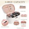 imageDajasan Makeup Bag Portable Travel Cosmetic Bag Large Makeup Organizer Bag PU Leather Makeup Organizer Case Travel Toiletry Bag for Women Girls 1181 x 67 x 709 InchBeige