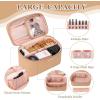 imageDajasan Makeup Bag Portable Travel Cosmetic Bag Large Makeup Organizer Bag PU Leather Makeup Organizer Case Travel Toiletry Bag for Women Girls 1181 x 67 x 709 InchKhaki