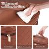 imageDajasan Makeup Bag Portable Travel Cosmetic Bag Large Makeup Organizer Bag PU Leather Makeup Organizer Case Travel Toiletry Bag for Women Girls 1181 x 67 x 709 InchBrown