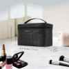 imageDajasan Makeup Bag Portable Travel Cosmetic Bag Large Makeup Organizer Bag PU Leather Makeup Organizer Case Travel Toiletry Bag for Women Girls 1181 x 67 x 709 InchBlack