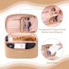 imageDajasan Makeup Bag Portable Travel Cosmetic Bag Large Makeup Organizer Bag PU Leather Makeup Organizer Case Travel Toiletry Bag for Women Girls 1181 x 67 x 709 InchKhaki