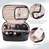 imageDajasan Makeup Bag Portable Travel Cosmetic Bag Large Makeup Organizer Bag PU Leather Makeup Organizer Case Travel Toiletry Bag for Women Girls 1181 x 67 x 709 InchBlack