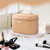 imageDajasan Makeup Bag Portable Travel Cosmetic Bag Large Makeup Organizer Bag PU Leather Makeup Organizer Case Travel Toiletry Bag for Women Girls 1181 x 67 x 709 InchKhaki