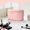 imageDajasan Makeup Bag Portable Travel Cosmetic Bag Large Makeup Organizer Bag PU Leather Makeup Organizer Case Travel Toiletry Bag for Women Girls 1181 x 67 x 709 InchPink
