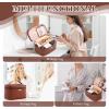 imageDajasan Makeup Bag Portable Travel Cosmetic Bag Large Makeup Organizer Bag PU Leather Makeup Organizer Case Travel Toiletry Bag for Women Girls 1181 x 67 x 709 InchBrown