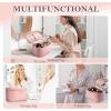 imageDajasan Makeup Bag Portable Travel Cosmetic Bag Large Makeup Organizer Bag PU Leather Makeup Organizer Case Travel Toiletry Bag for Women Girls 1181 x 67 x 709 InchPink