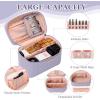 imageDajasan Makeup Bag Portable Travel Cosmetic Bag Large Makeup Organizer Bag PU Leather Makeup Organizer Case Travel Toiletry Bag for Women Girls 1181 x 67 x 709 InchLight Purple