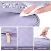 imageDajasan Makeup Bag Portable Travel Cosmetic Bag Large Makeup Organizer Bag PU Leather Makeup Organizer Case Travel Toiletry Bag for Women Girls 1181 x 67 x 709 InchLight Purple