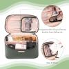 imageDajasan Makeup Bag Portable Travel Cosmetic Bag Large Makeup Organizer Bag PU Leather Makeup Organizer Case Travel Toiletry Bag for Women Girls 1181 x 67 x 709 InchGreen