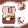 imageDajasan Makeup Bag Portable Travel Cosmetic Bag Large Makeup Organizer Bag PU Leather Makeup Organizer Case Travel Toiletry Bag for Women Girls 1181 x 67 x 709 InchBrown