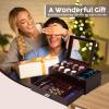imageDajasan Watch Box Watch Case for Men 8 Slot Watch Display Case with Glass Lid Large Watch Holder Organizer Sunglass Storage Organizer for Watch Ring Jewelry Gift Idea PU Leather BlackBrown  Brown