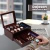 imageDajasan Watch Box Watch Case for Men 8 Slot Watch Display Case with Glass Lid Large Watch Holder Organizer Sunglass Storage Organizer for Watch Ring Jewelry Gift Idea PU Leather BlackBrown  Brown
