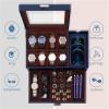 imageDajasan Watch Box Watch Case for Men 8 Slot Watch Display Case with Glass Lid Large Watch Holder Organizer Sunglass Storage Organizer for Watch Ring Jewelry Gift Idea PU Leather BlackBlue  Brown