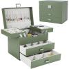 imageDajasan Jewelry Boxes for Women Girls Jewelry Storage Organizer 4 Layers Large Jewelry Organizer Box with 2 Drawers for Friends Wife or Mother Gift PinkAvocado Green  Silver