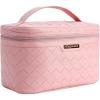 imageDajasan Makeup Bag Portable Travel Cosmetic Bag Large Makeup Organizer Bag PU Leather Makeup Organizer Case Travel Toiletry Bag for Women Girls 1181 x 67 x 709 InchPink