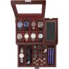 imageDajasan Watch Box Watch Case for Men 8 Slot Watch Display Case with Glass Lid Large Watch Holder Organizer Sunglass Storage Organizer for Watch Ring Jewelry Gift Idea PU Leather BlackBrown  Brown