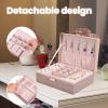 imageDajasan Jewelry Boxes for Women Girls 2 Layers Jewelry Organizer Box with Removable Tray Mothers Day Gifts Jewelry Storage Case for Friends Wife or Mom Gift Beige